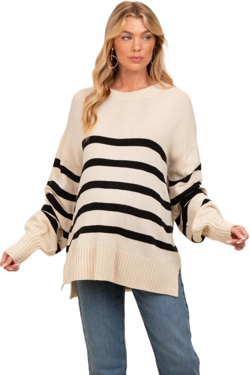 Pinkblush Women's Striped Oversized Side Slit Sweater