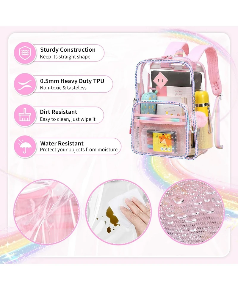 Batfox Heavy-Duty Clear Backpack with Wide Straps – Transparent School Bag for Stadium, Concerts, Sports & Events