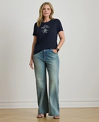 Lauren Ralph Plus Embroidered Crest Crewneck T-Shirt