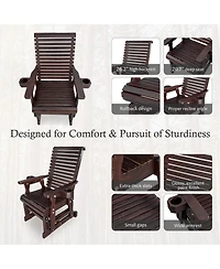 Mega Casa Patio Glider with Cup Holders, High Roll Back and Deep Contoured Seat, Heavy Duty 600 Lbs (1-Seater)