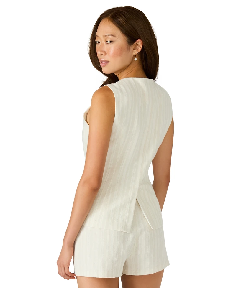 Steve Madden Women's Wesley Short-Sleeve Button Front Top