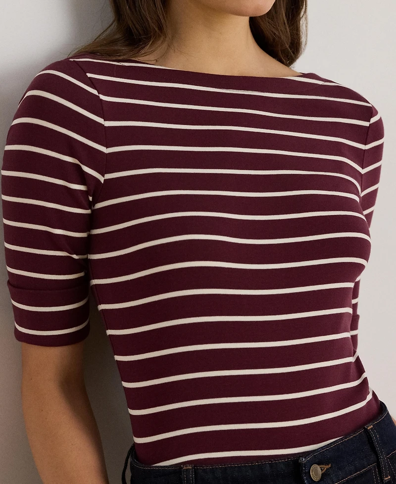 Lauren Ralph Women's Striped Boat Neck T-Shirt