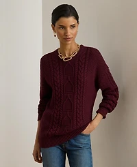 Lauren Ralph Women's Cable-Knit Crewneck Sweater