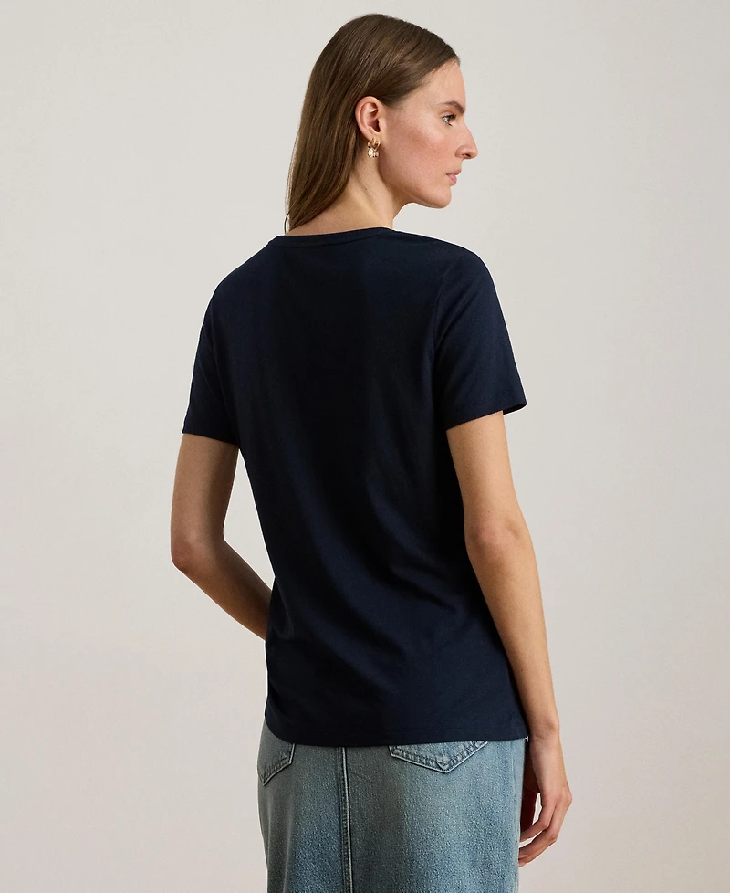 Lauren Ralph Women's Katlin Embroidered Crest Short Sleeve T-Shirt