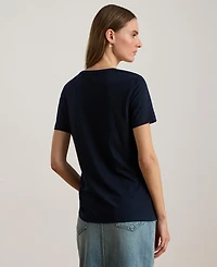 Lauren Ralph Women's Katlin Embroidered Crest Short Sleeve T-Shirt