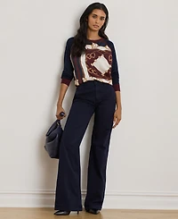 Lauren Ralph Women's Equestrian-Print Raglan-Sleeve Sweater