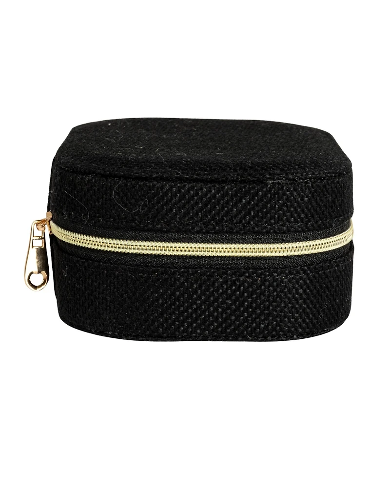 Household Essentials Small Leather Travel Jewelry Organizer Box, Caramel Color