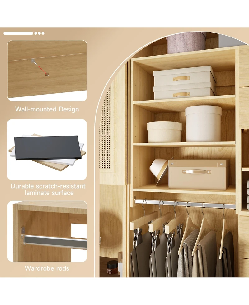 Lovmor Mdf Wood Shelf Tall Hanging Closet Unit