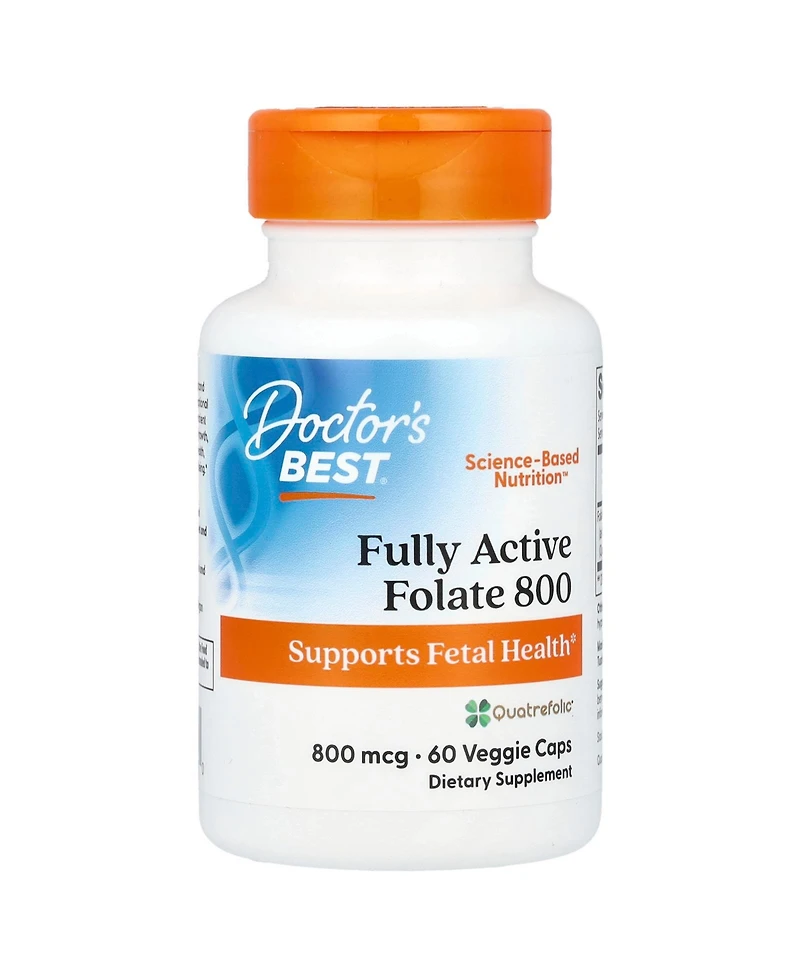 Doctor's Best Fully Active Folate 800 with Quatrefolic 800 mcg - 60 Veggie Caps