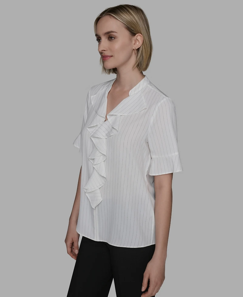 Karl Lagerfeld Paris Women's Short-Sleeve Ruffle Top