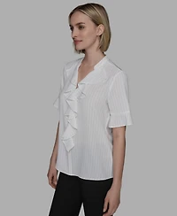 Karl Lagerfeld Paris Women's Short-Sleeve Ruffle Top