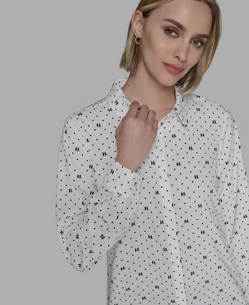 Karl Lagerfeld Paris Women's Collared Neck Top