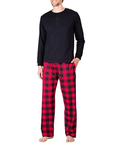 Sleep Hero Men's Henley Neck Knit Pajama Set