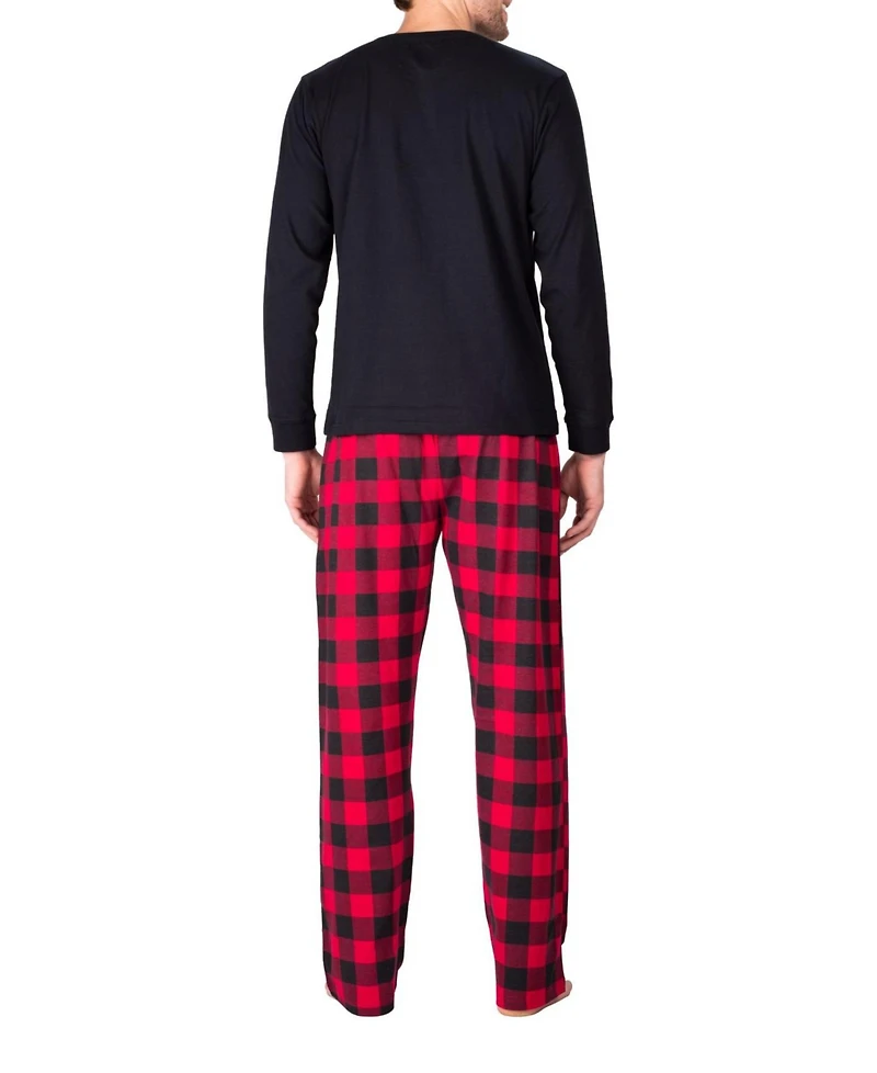 Sleep Hero Men's Henley Neck Knit Pajama Set