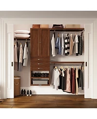 John Louis Home Solid Wood Walk-In Closet Organizer with 3 Shaker Style Drawers and Doors