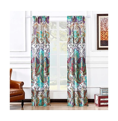 Greenland Home Fashions Barefoot Bungalow Nirvana Window Panel Pair - 42x84", Teal