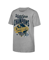 Fanatics Big Boys and Girls Heather Gray Los Angeles Dodgers 2025 World Series Champions Locker Room Authentic T-Shirt