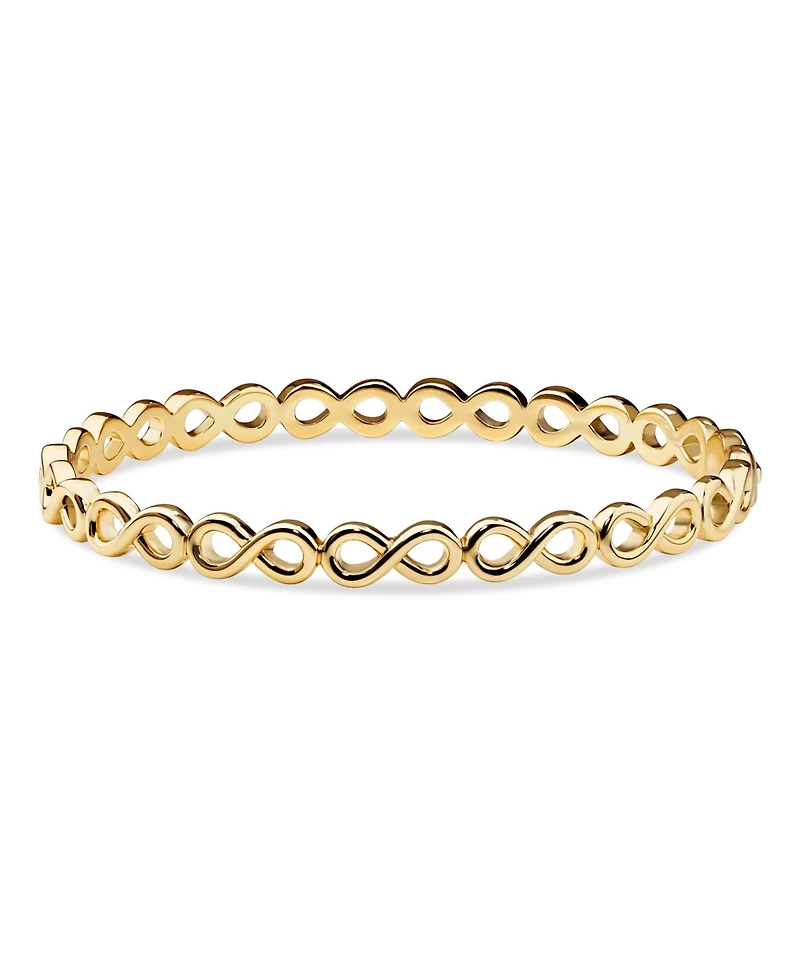 Devata Infinity Bangle Bracelet in Gold Plated Sterling Silver, Size Medium