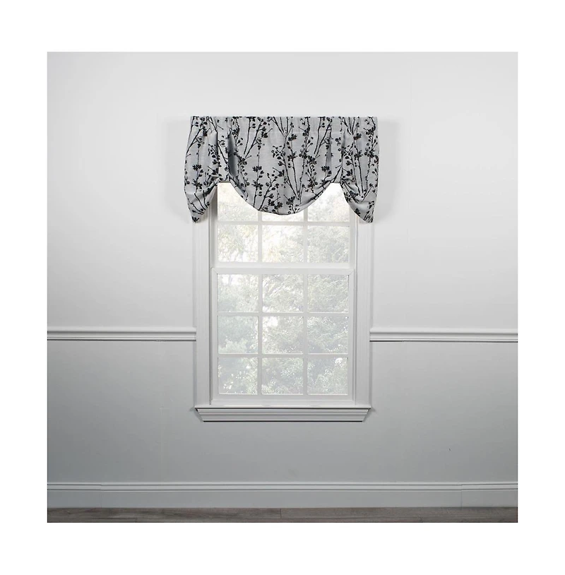 Ellis Curtain Meadow High Quality Room Darkening Solid Natural Color Lined Tie-Up Window Valance - 50 x22", Chrome