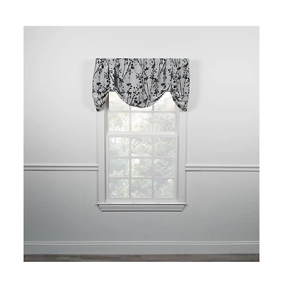 Ellis Curtain Meadow High Quality Room Darkening Solid Natural Color Lined Tie-Up Window Valance - 50 x22", Chrome