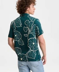 Guess Men's Floral Short-Sleeved Button-Up Shirt