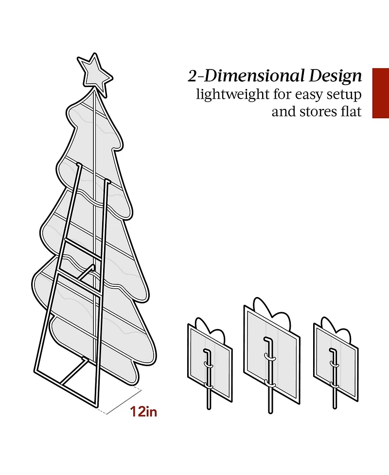 Best Choice Products 6ft Lighted 2D Christmas Tree Outdoor Decor w/ 170 Led Lights, Gift Boxes