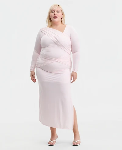 Bar Iii Trendy Plus Asymmetrical-Neck Midi Dress, Macy's Exclusive