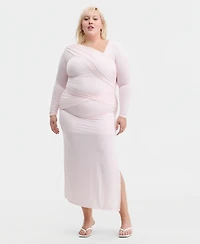 Bar Iii Trendy Plus Asymmetrical-Neck Midi Dress, Macy's Exclusive