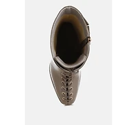 Sayal Faux Leather Lace Up Boots