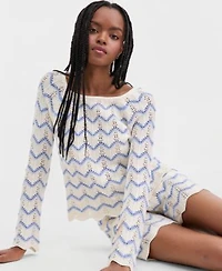 Hooked Up By Iot Juniors Chevron Sweater Tie Front Shorts