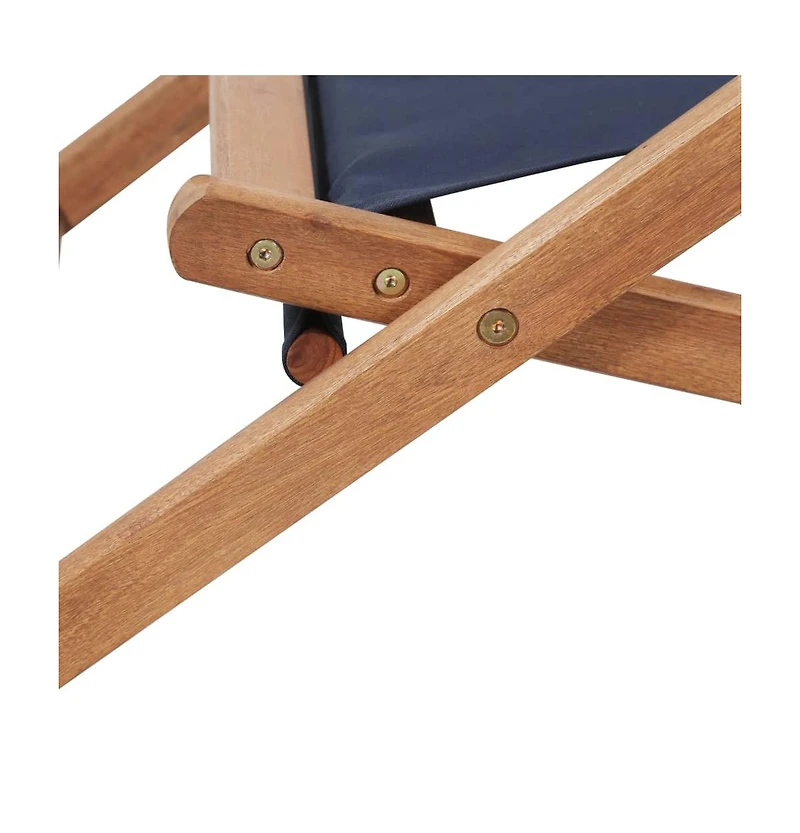 vidaXL Folding Beach Chair Fabric and Wooden Frame Blue