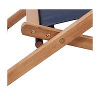 vidaXL Folding Beach Chair Fabric and Wooden Frame Blue