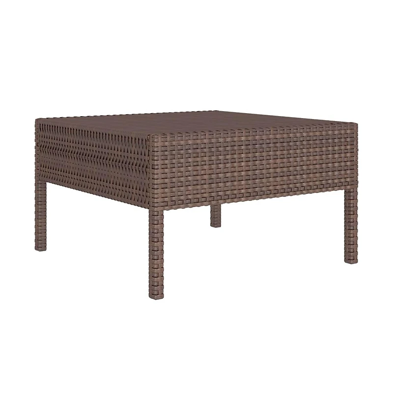 vidaXL 3 Piece Patio Lounge Set with Cushions Poly Rattan Brown