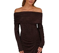 Adrianna Papell Women's Off-The-Shoulder Long Sleeve Maxi Dress