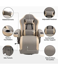 Homcom Manual Recliner Armchair Pu Lounge Chair w/ Footrest & 135° Reclining