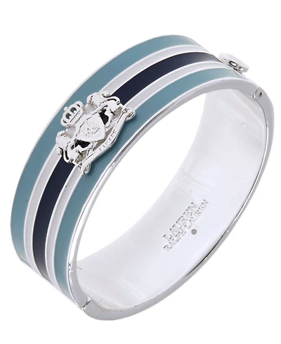 Lauren Ralph Lauren Silver-Tone Striped Crest Bangle