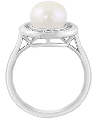 Effy Collection Freshwater Pearl (9mm) & White Diamond (1/10 ct. t.w.) Ring in Sterling Silver