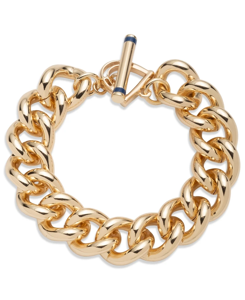 Lauren Ralph Lauren Gold-Tone Navy Toggle Flex Bracelet