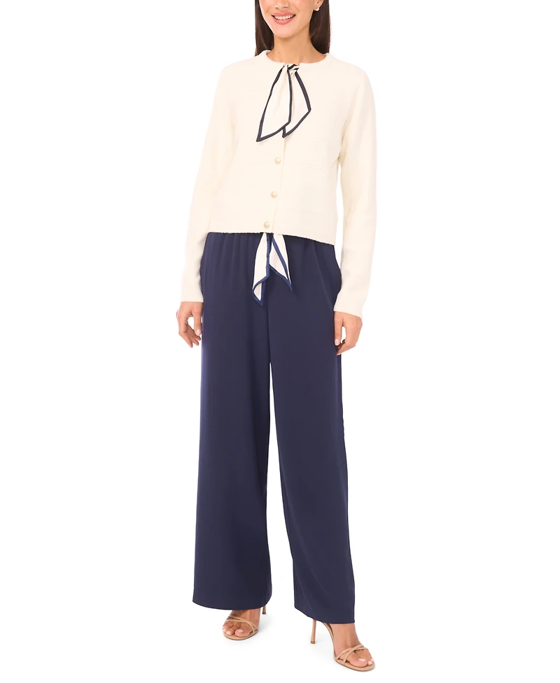 CeCe Women's Tie Scarf Long-Sleeve Cardigan Sweater