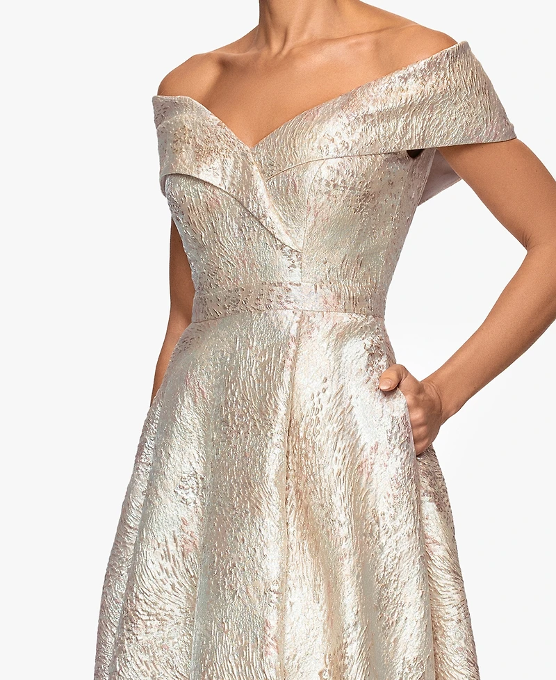 Xscape Women's Sweetheart Neck Off-The-Shoulder Long Dress