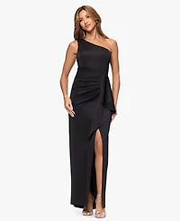 Xscape Women's One-Shoulder Side Ruffle Long Dress