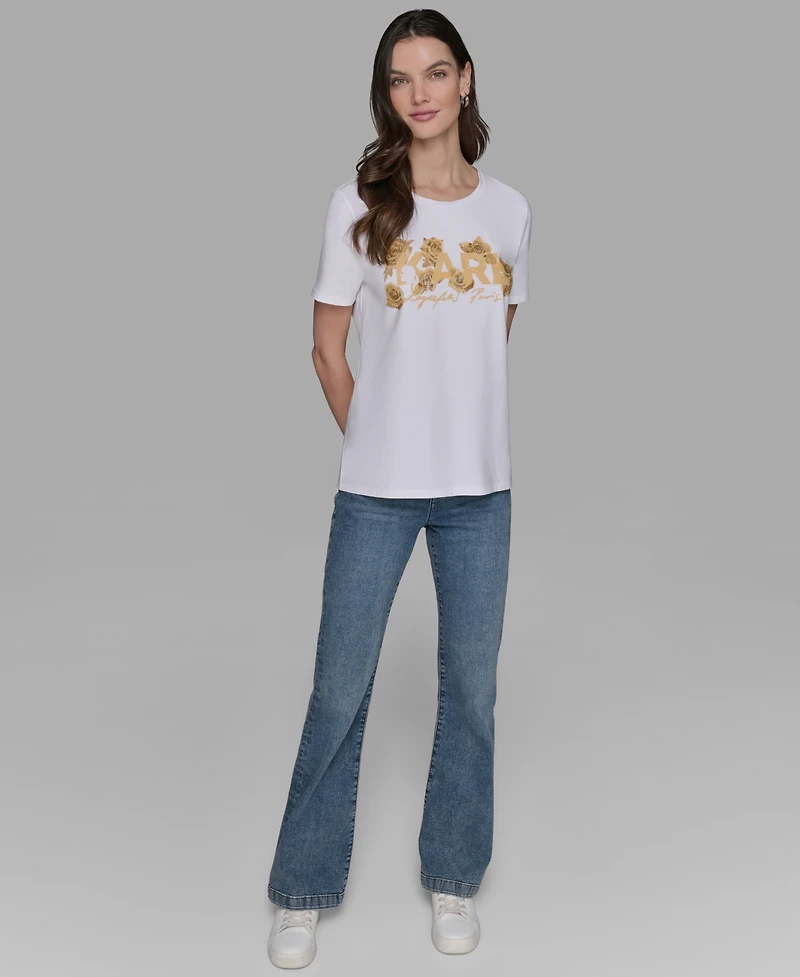 Karl Lagerfeld Paris Women's Floral Short-Sleeve T-Shirt