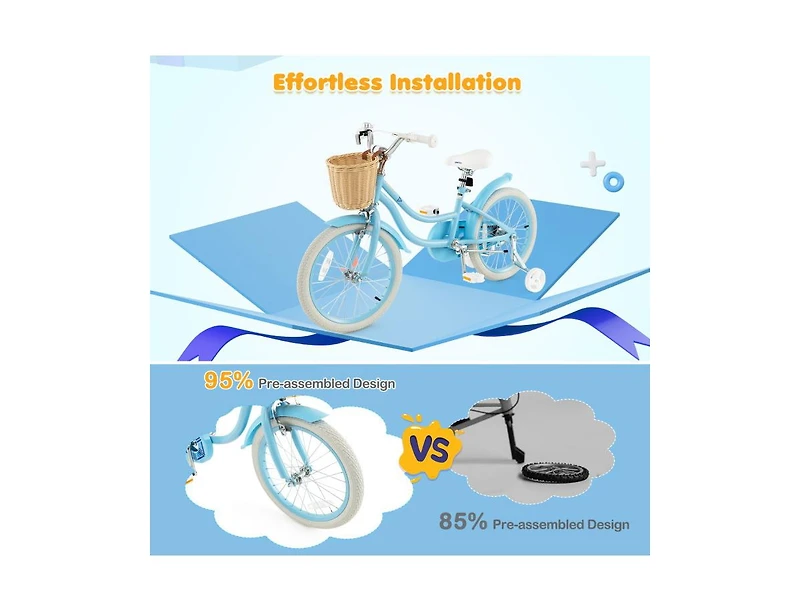 18-Inch Kids Bike with Adjustable Handlebar and Seat for 4-8 Years Old