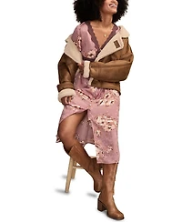 Lucky Brand Women's Lace Trim Floral Midi Dress