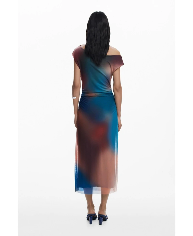 Desigual Women's Draped with Irregular Neckline Dress