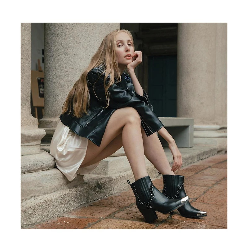 Dante Women's Exclusive Leather Ankle Boots Firehouse With Metal Tip