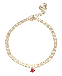 Betsey Johnson Red Love Spell Heart Lips Choker Necklace Set