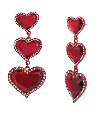Betsey Johnson Faux Stone Love Spell Heart Linear Earrings