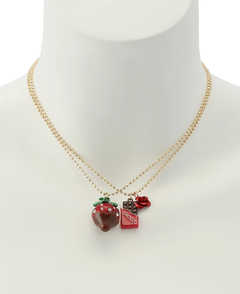 Betsey Johnson Faux Stone Love Spell Chocolate Strawberry Necklace Set