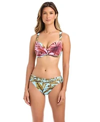 Bleu By Rod Beattie Womens Lotus Printed Over The Shoulder Swim Bra Bottoms